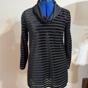 Soft Surroundings Black Striped Cowl Neck Sweater